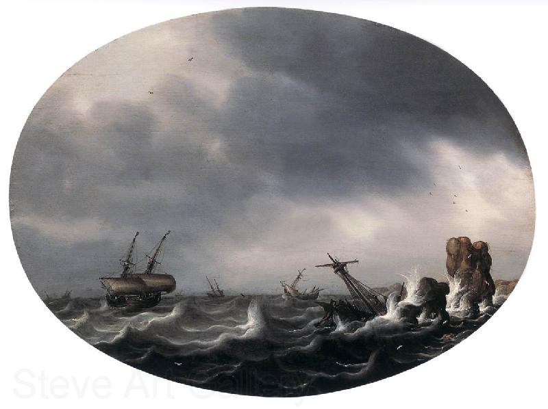 VLIEGER, Simon de Stormy Sea ewt Norge oil painting art